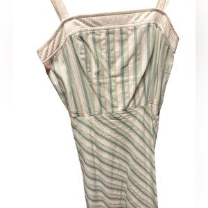 LOFT Cream and Green Striped Chemise
